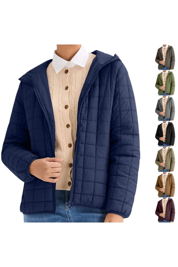 Winter Coats for Women Soft Comfy Warm Puffer Jacket Solid Long Sleeve Going Out Tops Casual Loose Zip up Hoodie with Pockets