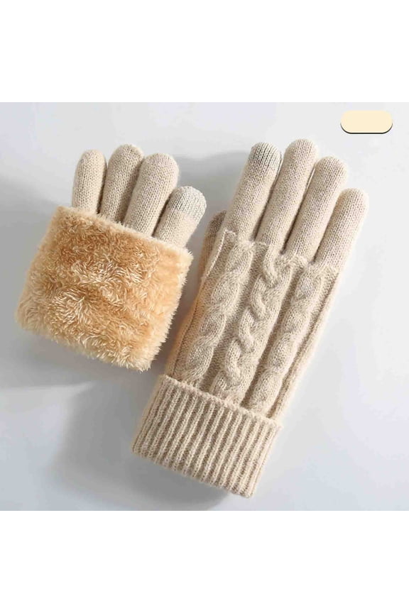 Winter Gloves for Women Cozy Thick Knitted Warm Gloves Casual Thermal Soft Fleece Lining Glove for Cold Weather