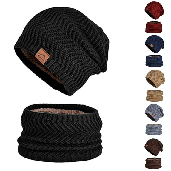 jobturf Winter Hats for Women Thickened Warm Fleece Lined Beanie and Neck Warmer 2 Piece Sets Soft Cozy Knit Hat Scarf for Outdoor Cold Weather
