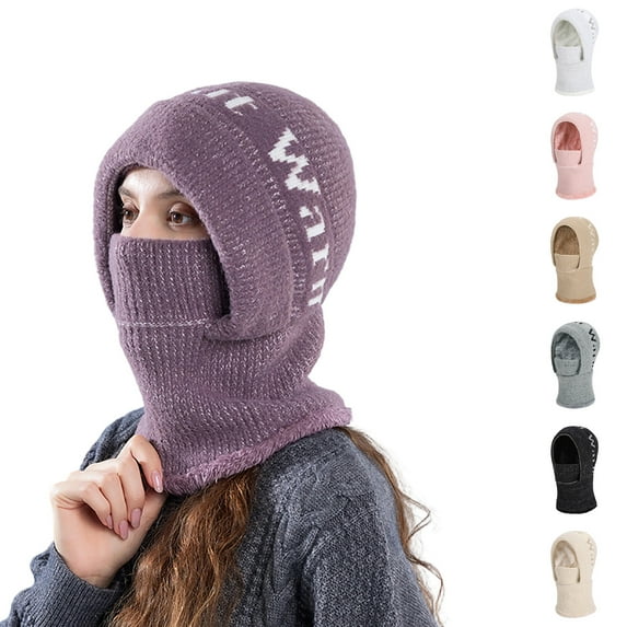 jobturf Winter Hats for Women Windproof 3 in 1 Beanie Hat with Scarf and Mask Thickened Warm Fleece Lined Balaclava for Cold Weather