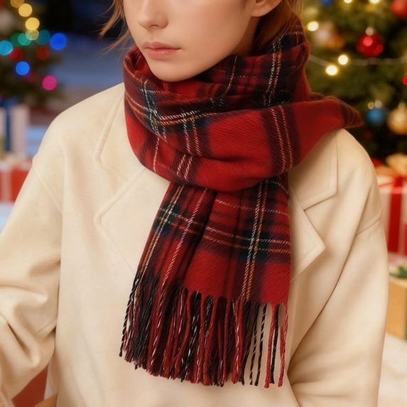 jobturf Winter Scarf for Women Fashion Long Plaid Scarves Casual Lightweight Scarfs Soft Comfy Warm Blanket Wrap Shawl for Cold Weather