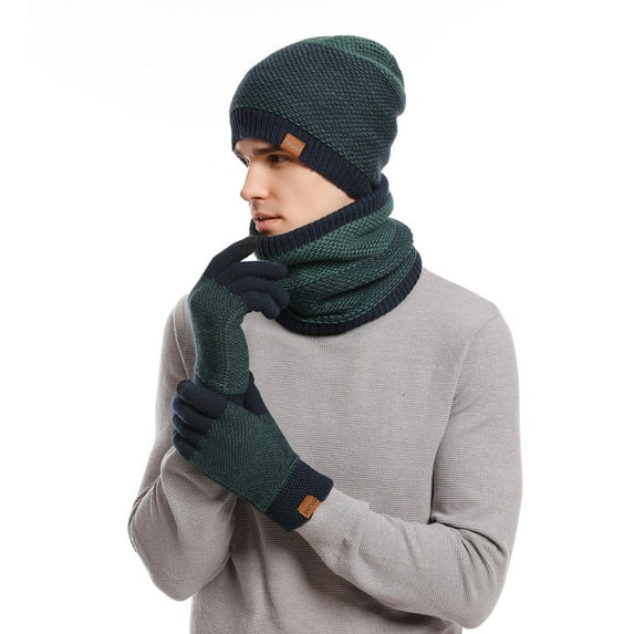 jobturf Winter Warm Beanie Hat Touchscreen Gloves Scarf Set with Soft Lined Casual Outdoor Outfit Sets for Cold Weather