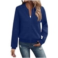 thumbnail image 1 of jobturf Womens Bomber Jacket Fall Spring Fashion Short Coats Holiday Long Sleeve Going Out Tops Lightweight Full Zip up Casual Outerwear, 1 of 7