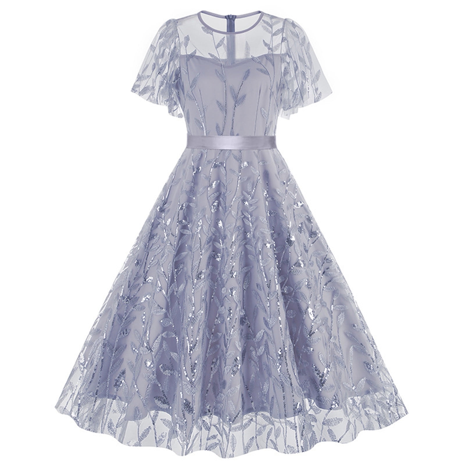 Flare Sleeve Cocktail Dress Wellwits Women's - Mesh Illusion Vintage Short  Dress For Parties & Events Bat Sleeve Dress