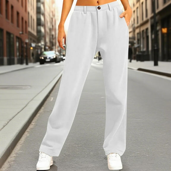 jobturf Womens Dress Pants Button Straight Leg Stretchy Work Pants Comfy Soft Pull On Business Casual Trousers with Pockets