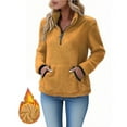 thumbnail image 1 of jobturf Womens Fleece Sweatshirts Quarter Zip Fuzzy Warm Sherpa Pullover Tops Fall Winter Casual Varsity Fleece Jackets with Pockets, 1 of 7