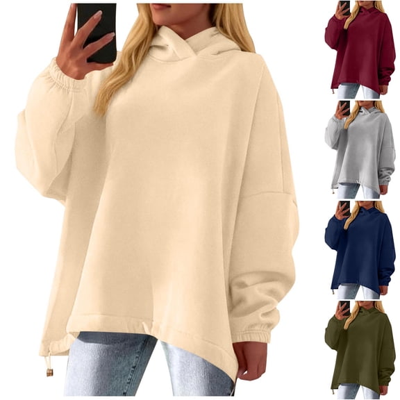 jobturf Womens Hoodie Casual Loose Hooded Sweatshirt Soft Comfy Lightweight T Shirts Fall Winter Fashion Long Sleeve Going Out Tops