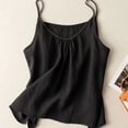 thumbnail image 1 of jobturf Womens Pajama Tops Cotton Linen Scoop Neck Sleeveless Tank Top Spaghetti Strap Ruched Front Sleepwear Slim Fit Pjs Shirts, 1 of 4