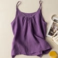 thumbnail image 1 of jobturf Womens Pajama Tops Cotton Linen Scoop Neck Sleeveless Tank Top Spaghetti Strap Ruched Front Sleepwear Slim Fit Pjs Shirts, 1 of 3