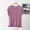 thumbnail image 1 of jobturf Womens Pajama Tops Plus Size Modal V Neck Cap Sleeve Shirts Soft Breathable Sleepwear Casual Vacation Pjs Pullover Tops, 1 of 3