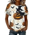 thumbnail image 1 of jobturf Womens Plus Size Halloween Shirt Party Short Sleeve Crew&nbsp;Neck T Shirts Holiday Loose Fit Graphic Festival Tops L, 1 of 5