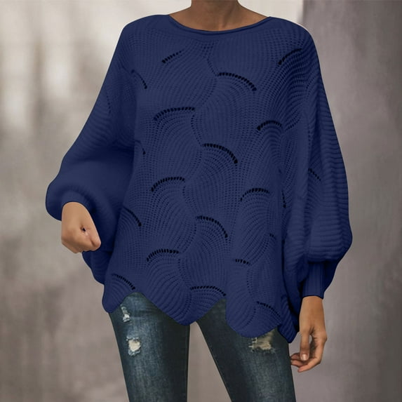 jobturf Womens Sweaters Eyelet Embroidery Crew Neck Long Sleeve Tops Casual Soft Pullover Sweaters Cozy Dressy Casual Shirts
