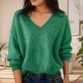 thumbnail image 1 of jobturf Womens Sweaters Trendy Solid V Neck Crop Tops Soft Comfy Warm Lightweight Long Sleeve Shirts Fall Spring Fashion Holiday Blouses, 1 of 5