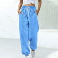 thumbnail image 1 of jobturf Womens Sweatpants Drawstring Elastic Waist Track Pants Casual Striped Workout Gym Jogger Pants with Pockets, 1 of 5