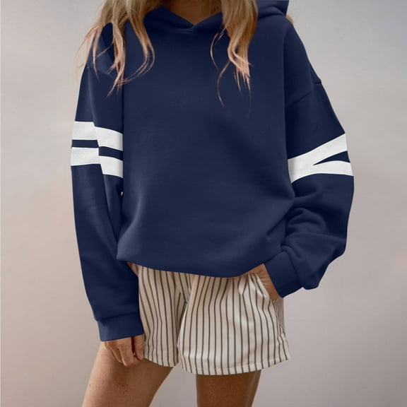 jobturf Womens Sweatshirts Striped Oversized Crewneck Pullover Tops Trendy Casual Cute Long Sleeve Drop Shoulder Workout Hoodies