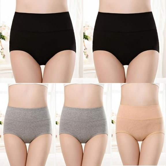 jobturf Womens Underwear 5 Pack High Waisted Full Coverage Soft Hipsters Panty Waistedband Seamless Comfort Soft Panties for Women