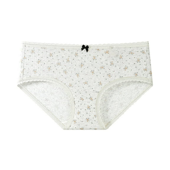 jobturf Womens Underwear Floral Printed Lace Trim Elastic Waist Briefs Seamless Comfort Breathable Bikini Panties