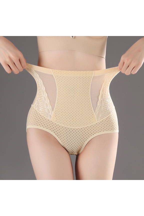 Womens Underwear Lace High Waisted Tummy Control Full Coverage Ladies Panties Mesh Comfort Breathable Briefs
