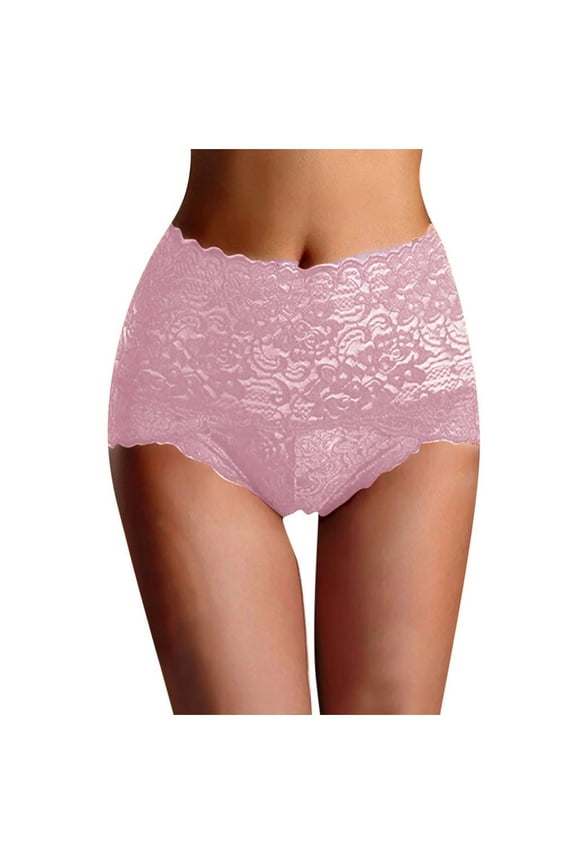 Womens Underwear Lace Mesh Sheer Briefs Plus Size High Waist Panty Panties Comfortable High Waist Full Coverages Underpants