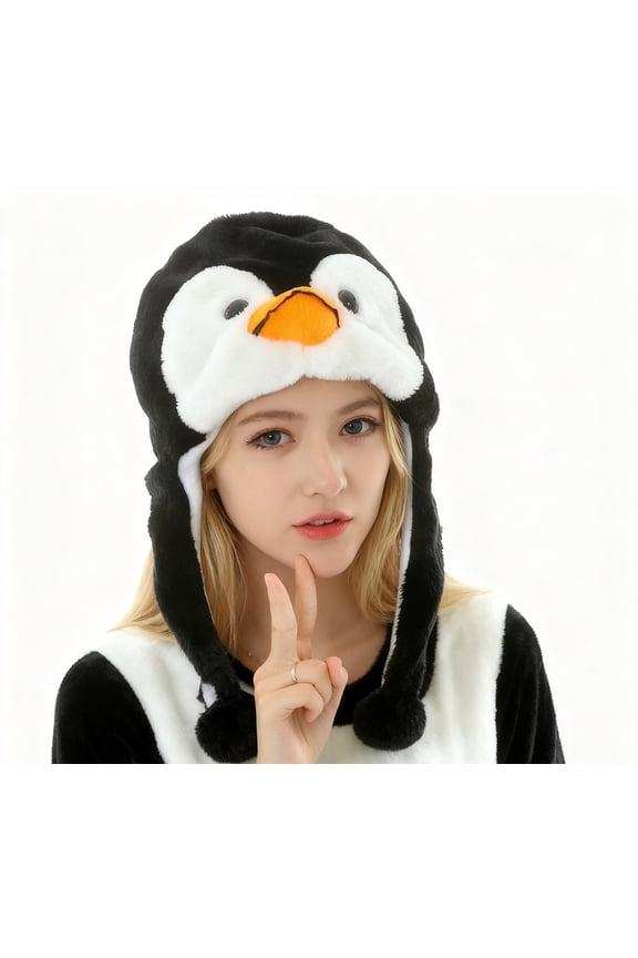 Womens Winter Hats Cute Cartoon Animals Character Plush Trapper Hat with Earflaps Thickened Warm Windproof Ski Cap for Cold Weather
