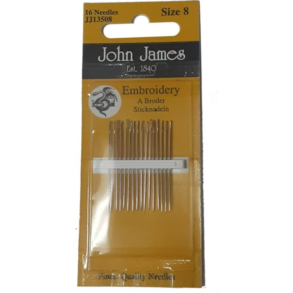 john james embroidery needles size 8