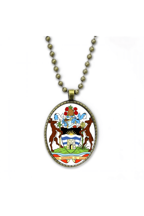 john's & barbuda emblem necklace vintage chain bead pendant jewelry collection