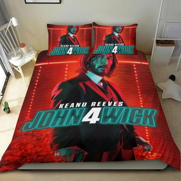 john wick Themed Bed Sheet Set Three Piece Set 68x86 In ches Comfortable And Skin Friendly Unique Design Creating A Star Studded Night Home Decor Gifts For Family Friends fans