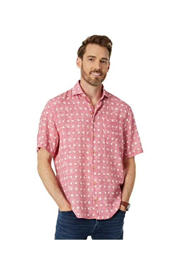 johnnie-O Boyette Short Sleeve Woven (Raspberry) Mens Clothing