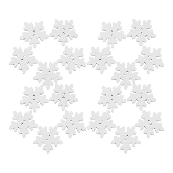 Gatuida 100pcs Christmas Snowflake Buttons, 18mm White Wooden Mini Snowflake Embellishments for DIY Crafts, Sewing Scrapbooking Holiday Decorations