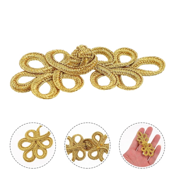 jojofuny 10Pcs Golden Chinese Knots Buttons Knot Loop Shape for Clothing Accessories Fastener Decorative Daily Wear