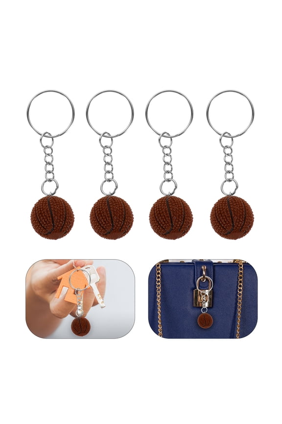 12-Pack Orange Basketball Keychains Resin Bag Charms Hanging Ornaments for Sports Fans and Everyday Use