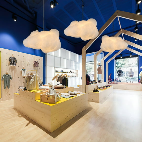 jojofuny 1Set Cloud Shape LED Pendant Lamp Warm White Cloud Shaped Light Fixture for Restaurant