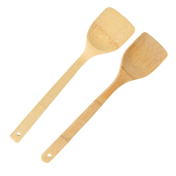 jojofuny 2Pcs Wood Cooking Spatula Multi Functional Non Scratch for Home and Restaurant Cooking