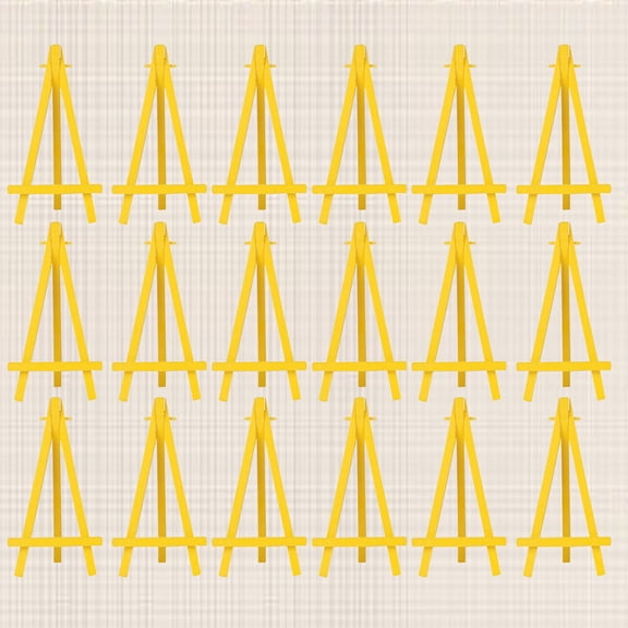 jojofuny 30Pcs Mini Plastic Easel for Mini Holder for Painting Yellow Triangle Frame 16*8.5Cm
