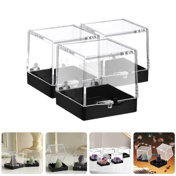 jojofuny 3Pcs Clear Storage Boxes With Lids For Mineral Specimens And Specimen Containers Daily Life