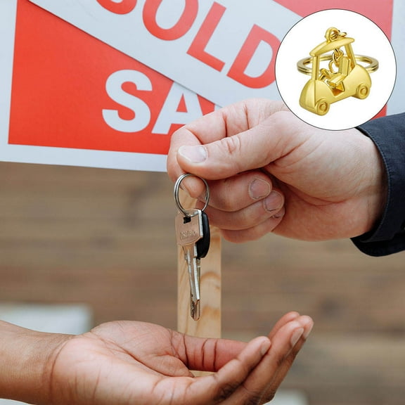 jojofuny 3Pcs Golden Metal Keychain for Golf Cart Pendant Keychain Look