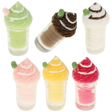 1:6 Scale Miniature Tea Cups Set - 4 Lemon Pattern Ceramic Dollhouse Accessories