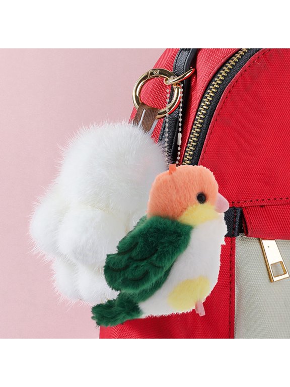 Soft Green Plush Parrot Keychain Cute Bird Pendant for Backpack Charm