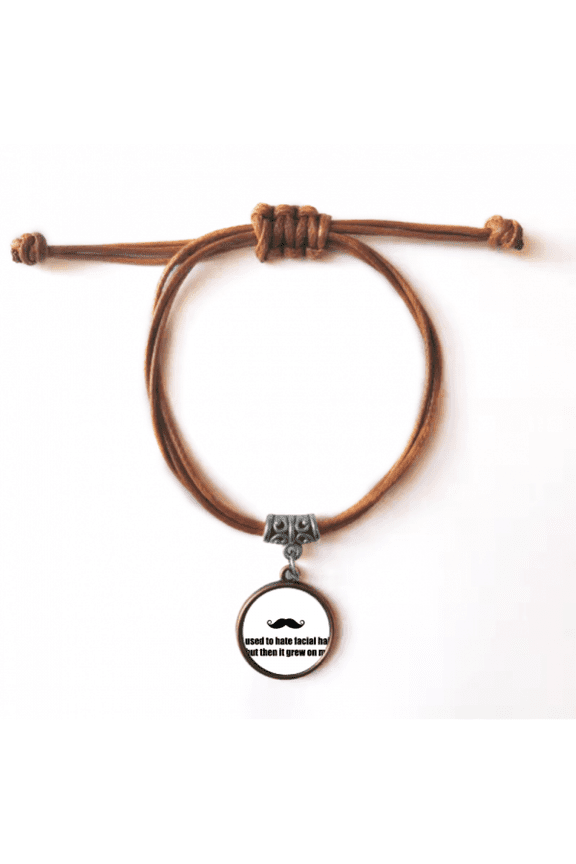 joke about beard hair bracelet leather hide wristband brown jewelry
