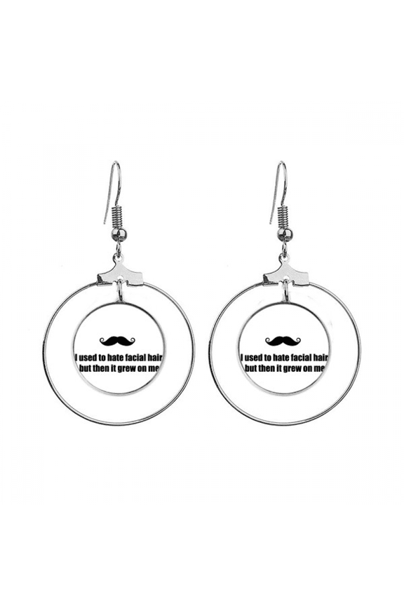 joke about beard hair earrings dangle hoop jewelry drop circle