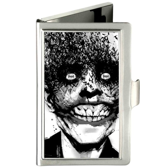 Joker Bat Face My Dark Architect Cover Brushed Silver Business Card Holder