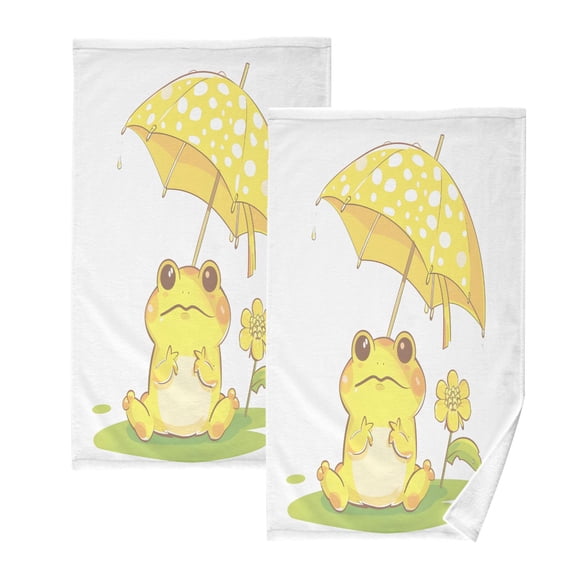 joogoo 2 PCs Hand Towels Sets Cute Frog Cotton Face Towel Bathroom Decorative