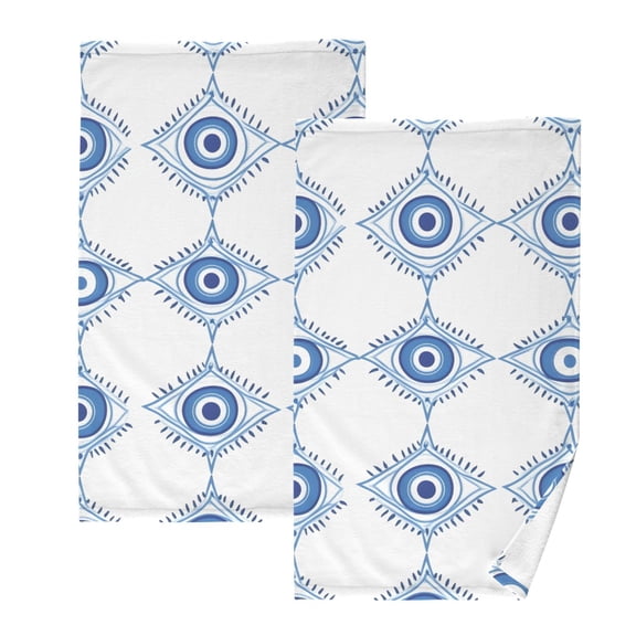 joogoo 2 PCs Hand Towels Sets Funny Geometry Eyes Cotton Face Towel Bathroom Decorative