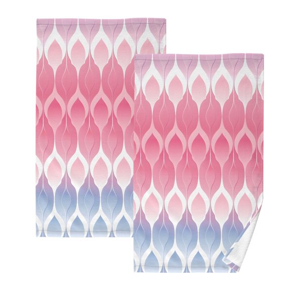 joogoo 2 PCs Hand Towels Sets Gradient Geometric Design Cotton Face Towel Bathroom Decorative