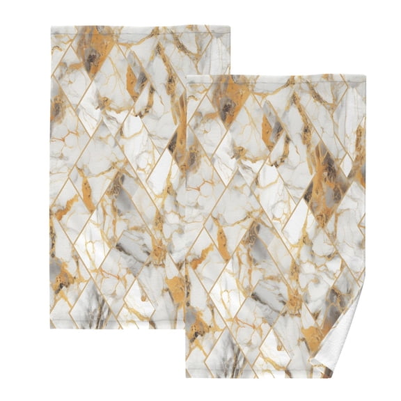 joogoo 2 PCs Hand Towels Sets Marble Golden Cotton Face Towel Bathroom Decorative