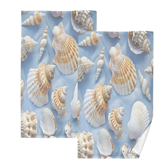 joogoo 2 PCs Hand Towels Sets Shell Conch Cotton Face Towel Bathroom Decorative