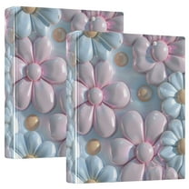 joogoo 3d Pink Flowers Hardcover 3 Ring Binder 1.5" Round Rings Interior Pockets Binders Organizer 2 Pack