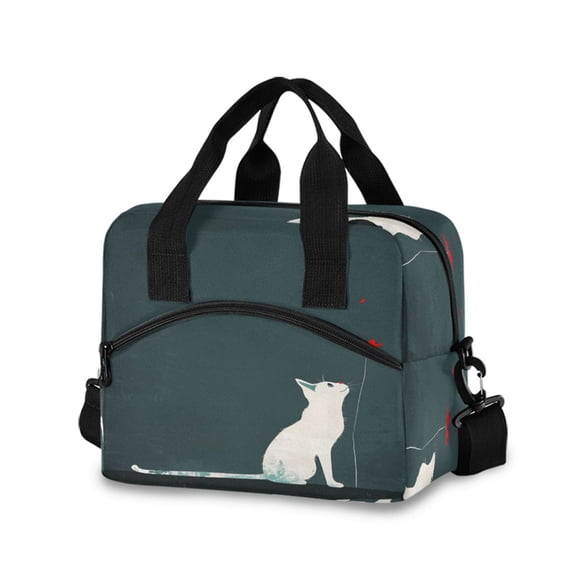 joogoo A Cat Insulated Lunch Bags Reusable Cooler Box with Shoulder Strap