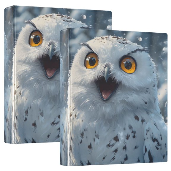 joogoo A Cute Owl Hardcover 3 Ring Binder 1.5" Round Rings Interior Pockets Binders Organizer 2 Pack