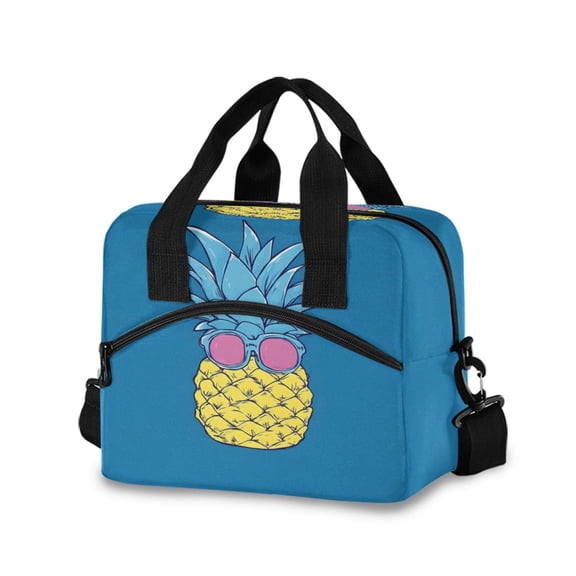 joogoo A Funny Pineapple Insulated Lunch Bags Reusable Cooler Box with Shoulder Strap